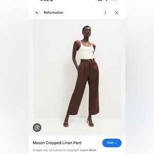Reformation Mason Cropped Wide-Leg Pants in Brown